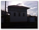 Moss Vale Railway Station - Moss Vale: Old Signal Box at Moss Vale Railway Station in silhouette.
