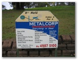 Muree Golf Club - Raymond Terrace: Hole 5: Par 4, 333 metres.  Sponsored by Metalcorp providing everything in steel including roofing and fencing wire.