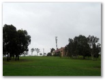 Muree Golf Club - Raymond Terrace: Approach to the Green on Hole 9 with misty rain falling