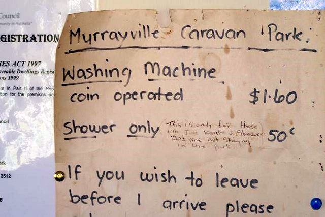 Murrayville Caravan Park - Murrayville: Notice in laundry