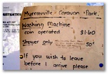 Murrayville Caravan Park - Murrayville: Notice in laundry