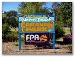 North Beach Caravan Park 2005 - Mylestom: North Beach Caravan Park 2005 welcome sign.