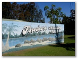 Foreshore Caravan Park - Nambucca Heads: Foreshore Caravan Park welcome sign.