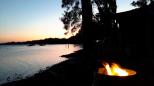 Pelican Park - Nambucca Heads: Fire by the river at sunset