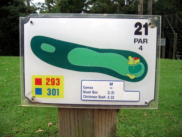 Nelson Bay Golf Course - Nelson Bay: Layout of Hole 21 - Par 4, 301 meters