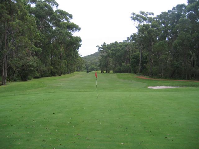 Nelson Bay Golf Course - Nelson Bay: Green on Hole 22 looking back along fairway
