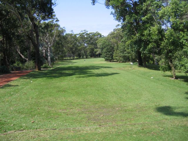 Nelson Bay Golf Course - Nelson Bay: Fairway view Hole 26 - you need to drive to the corner