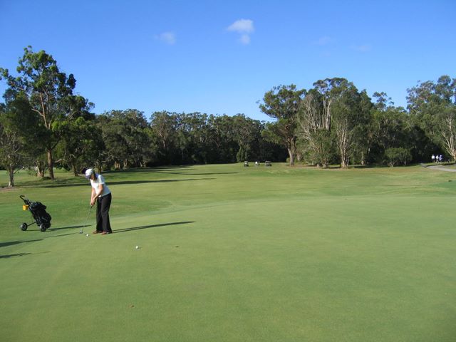 Tewantin Noosa Golf Course - Tewantin: Green on Hole 3 looking back along fairway