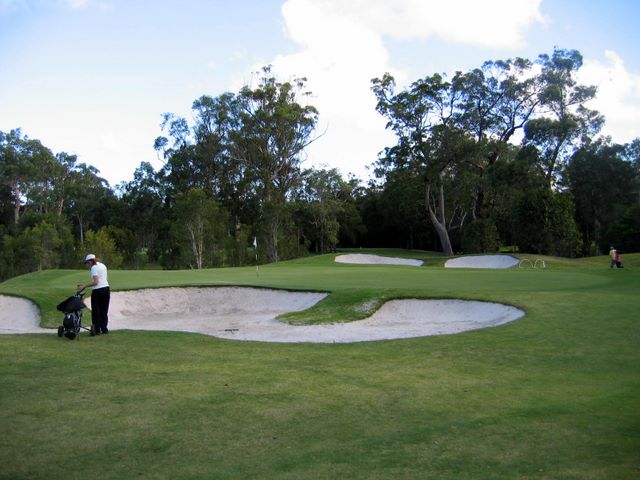 Tewantin Noosa Golf Course - Tewantin: Green on Hole 5 surrounded by bunkers