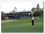 Tewantin Noosa Golf Course - Tewantin: Green on Hole 9 with clubhouse in the background