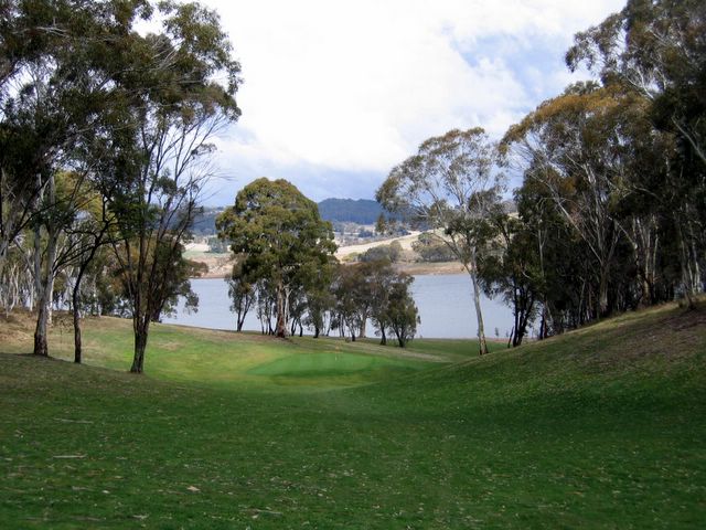 Oberon Golf Course - Oberon: Approach to the Green on Hole 3 with Lake Oberon in the background