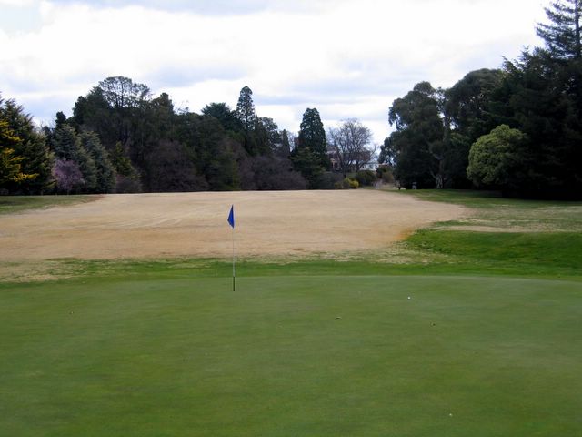 Duntryleague Golf Course - Orange: Green on Hole 1 looking back along fairway
