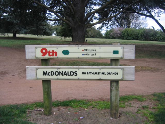 Duntryleague Golf Course - Orange: Hole 9: Par 4, 404 metres.  Sponsored by McDonalds 110 Bathurst Road, Orange