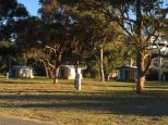 Discovery Holiday Park- Pambula Beach - Pambula Beach: Power sites for caravans and RVs with cabins in the background.