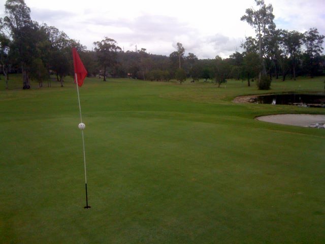 Parkwood International Golf Course - Parkwood, Gold Coast: Green on Hole 4 looking back along the fairway.