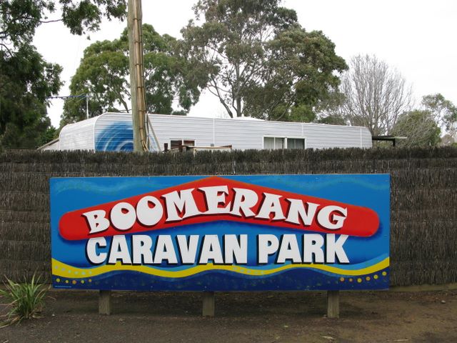 Boomerang Caravan Park - Cowes Phillip Island: Boomerang Caravan Park welcome sign