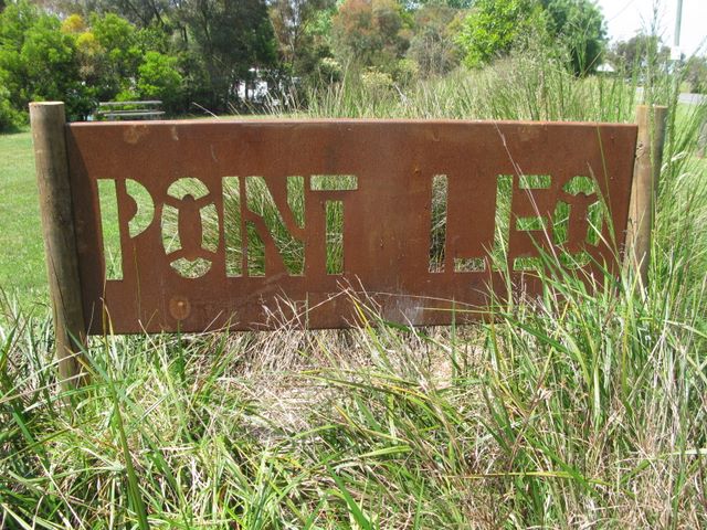  Point Leo Foreshore Reserve - Point Leo: Point Leo Caravan Park welcome sign.