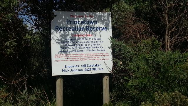 Princetown Recreation Reserve - Princetown: Welcome sign.