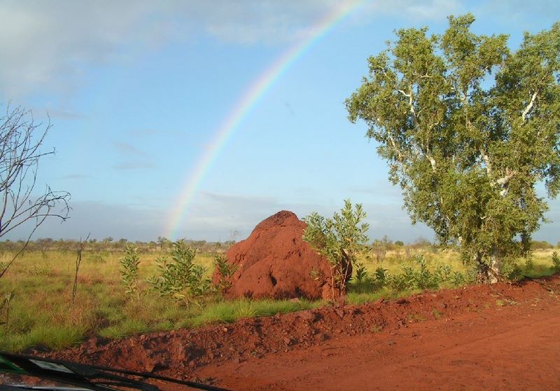 Indee Station Farmstay - Pt Hedland: Indee Station Farmstay Access road with rainbow