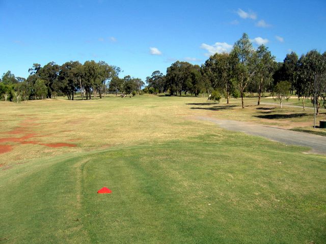 Redland Bay Golf Course - Redland Bay: Fairway view Hole 8 - the green is to the left after the dog leg