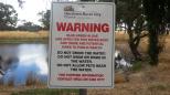 Natimuk West Rest Area - Riverside: Warning about drinking or swimming in this waterhole.