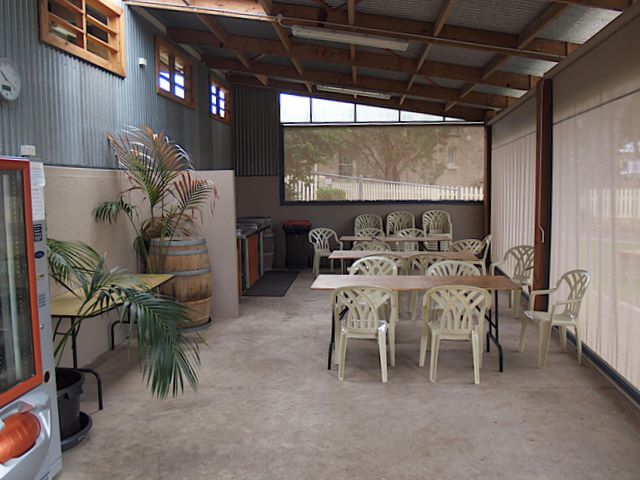 Lakeside Tourist Park by Russell Barter - Robe: Dining area in camp kitchen