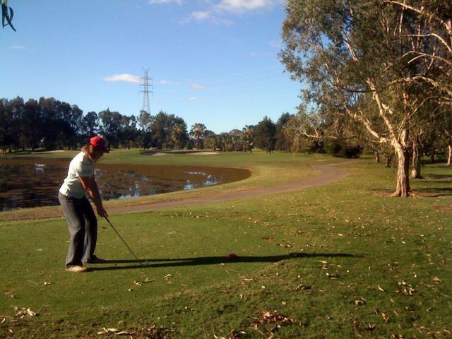 The Colonial Golf Course - Robina Gold Coast: Fairway view on Hole 7 - hit across the water to the green