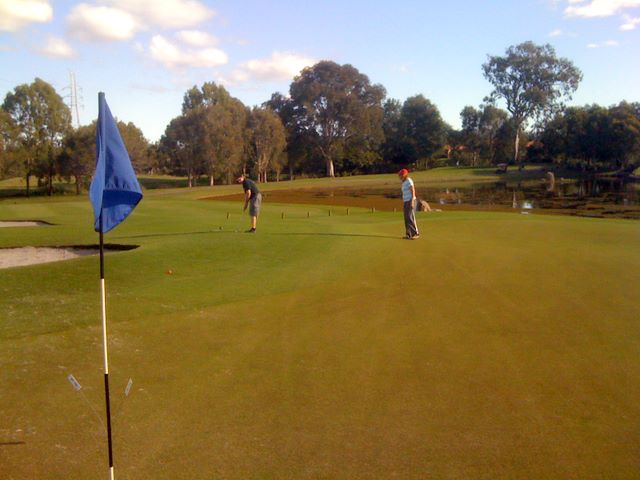 The Colonial Golf Course - Robina Gold Coast: Green on Hole 7 looking back along the fairway.