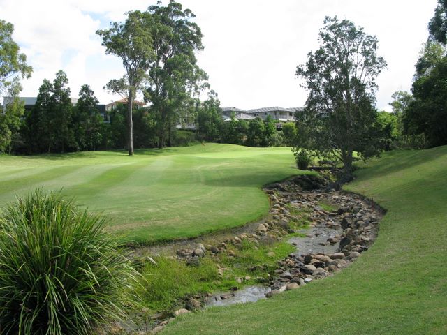 Robina Woods Golf Course - Robina: Approach to the green on Hole 2.