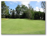 Robina Woods Golf Course - Robina: Approach to the green on Hole 1.