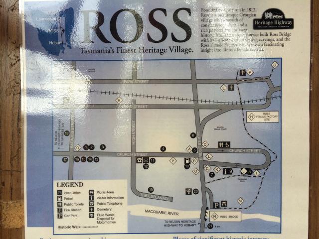 Ross Caravan Park and Heritage Cabins - Ross: A information map of Ross town.
