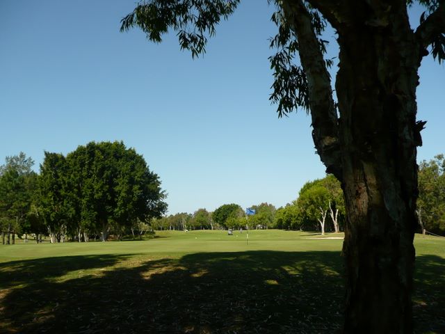 Royal Pines Golf Course - Benowa: Green on Hole 8 looking back along fairway
