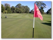 Seabrook Golf Club Inc. - Wynyard: Green on Hole 5 looking back along the fairway.