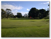 Seabrook Golf Club Inc. - Wynyard: Green on Hole 9 looking back along the fairway.