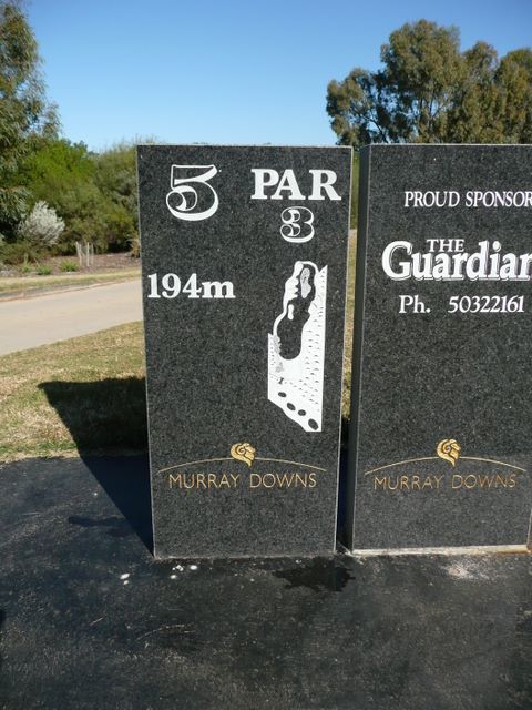 Murray Downs Golf & Country Club - Swan Hill: Hole 5 Par 3 194 metres - this hole is Sponored by The Guardian newspaper.