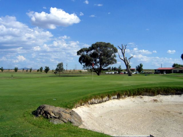 Longyard Golf Course - Tamworth: Green on Hole 2 with deep bunker