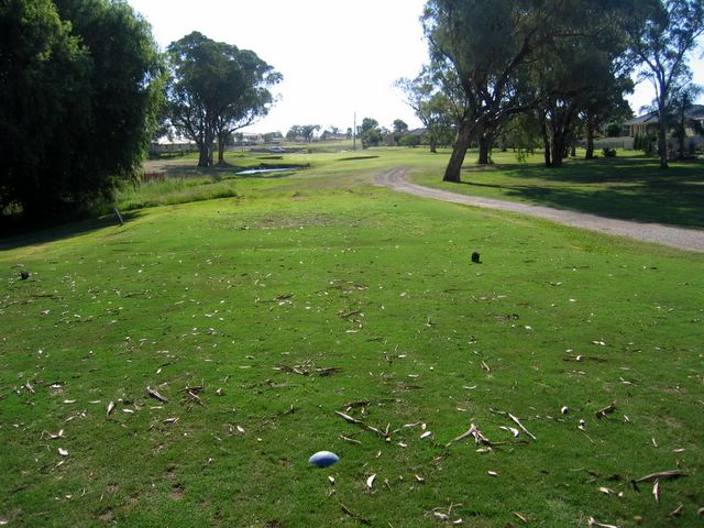 Longyard Golf Course - Tamworth: Fairway view Hole 6 with water trap on left