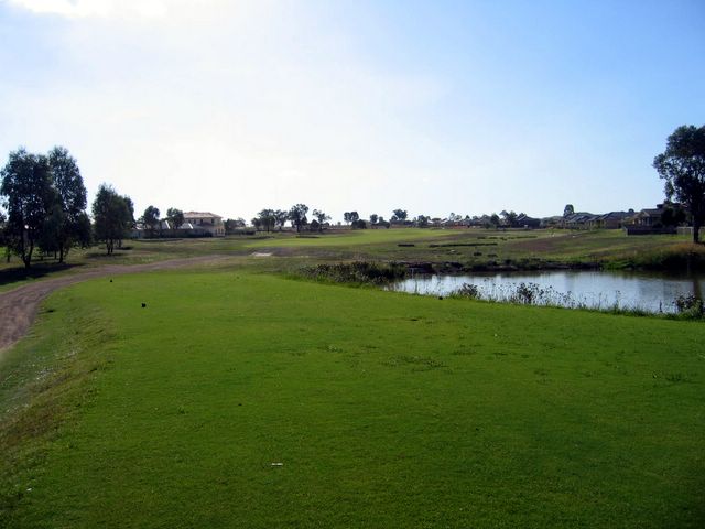Longyard Golf Course - Tamworth: Fairway view Hole 7 with water trap on right