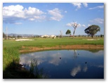 Longyard Golf Course - Tamworth: Green on Hole 9 with water trap on approach