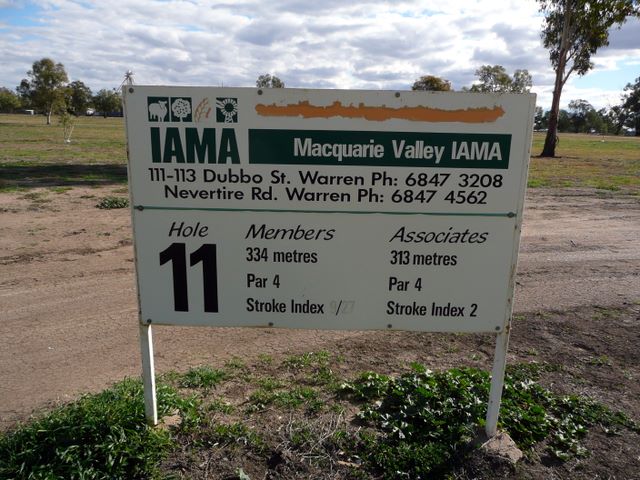 Warren Golf Course - Warren: Hole 11 Par 4, 334 metres.  Hole 11 is sponsored by Macquarie Valley IAMA.