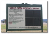 Werris Creek Sporting Complex - Werris Creek: Welcome sign.  Note reference to primitive camping.